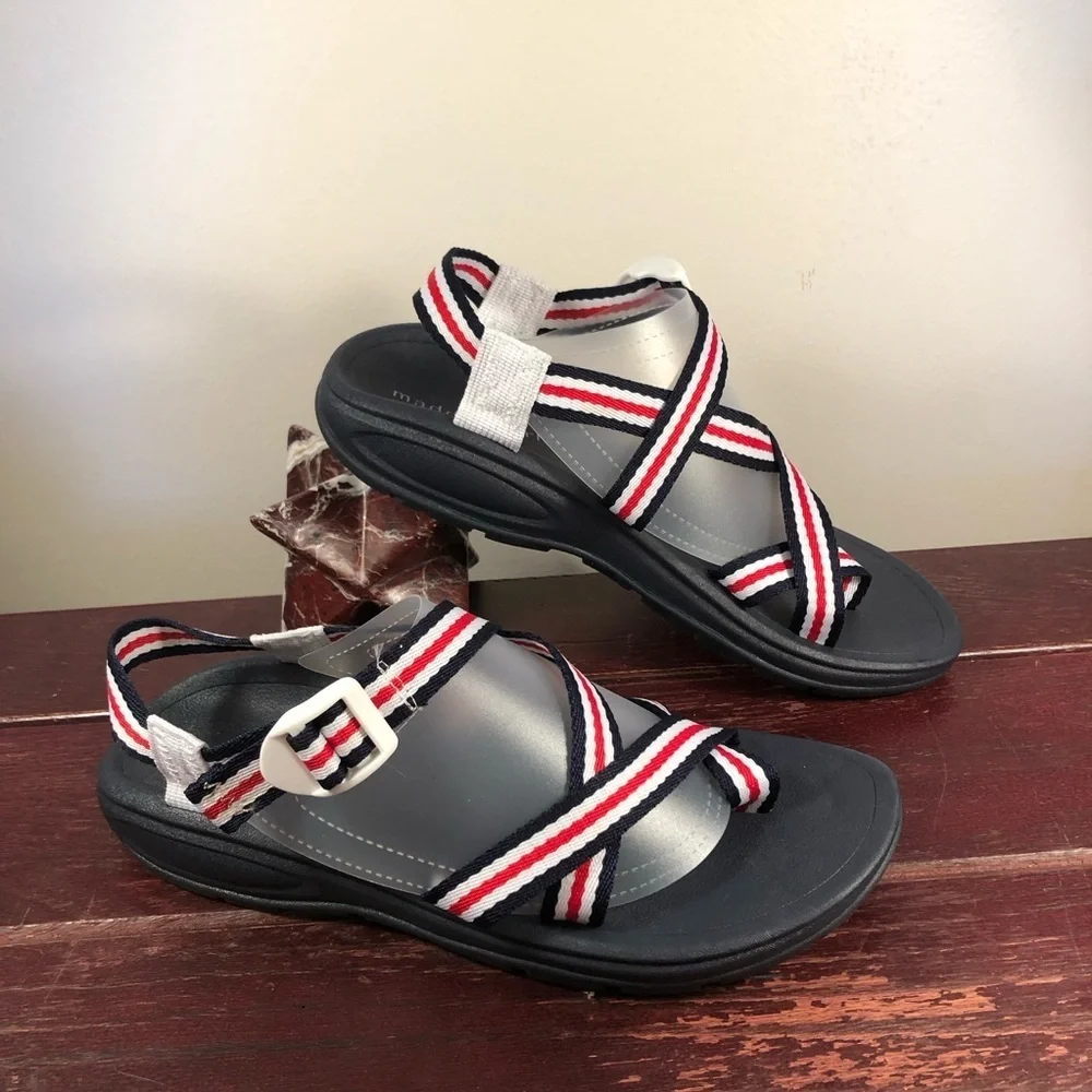 Madden Girl Women's Strappy Casual Sandals Red/White/Blue Size 9 NWT